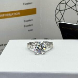 5.4cttw D VVS1 full moissanite solid engagement ring sz 5